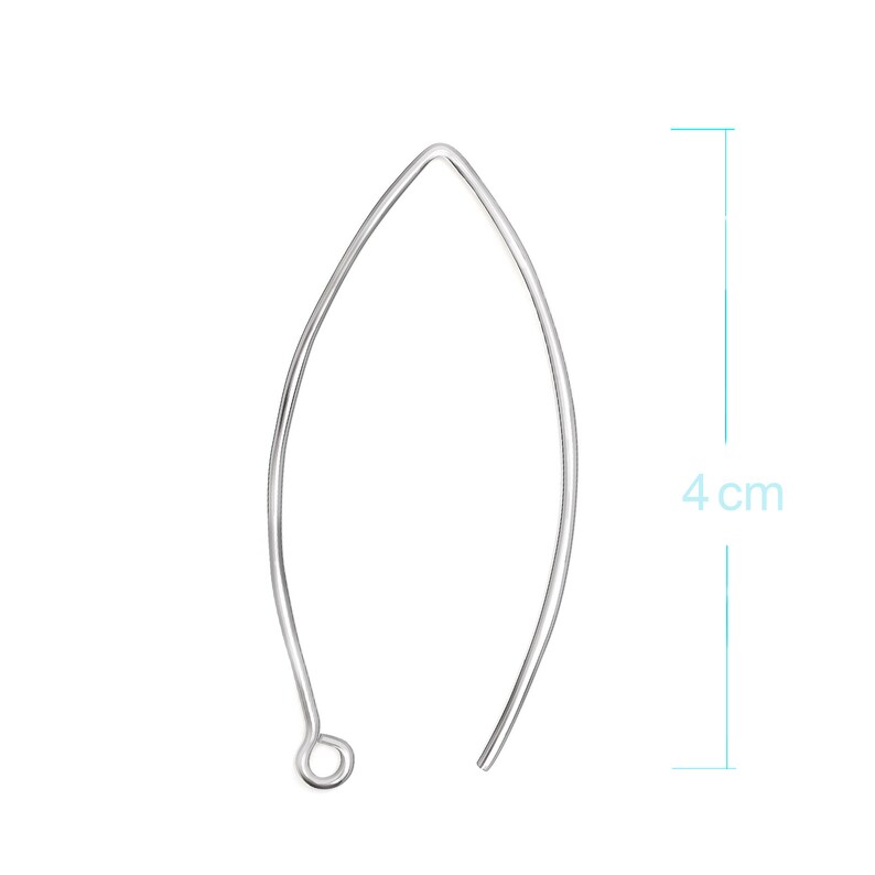 Elegant Long Hook Earring Findings Nickel-Free 925 Sterling Silver, 40mm image 2