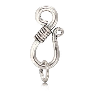 Jewellery Findings in 925 Sterling Silver, Handmade in Various Sizes, S Hook Eye Clasp 18mm
