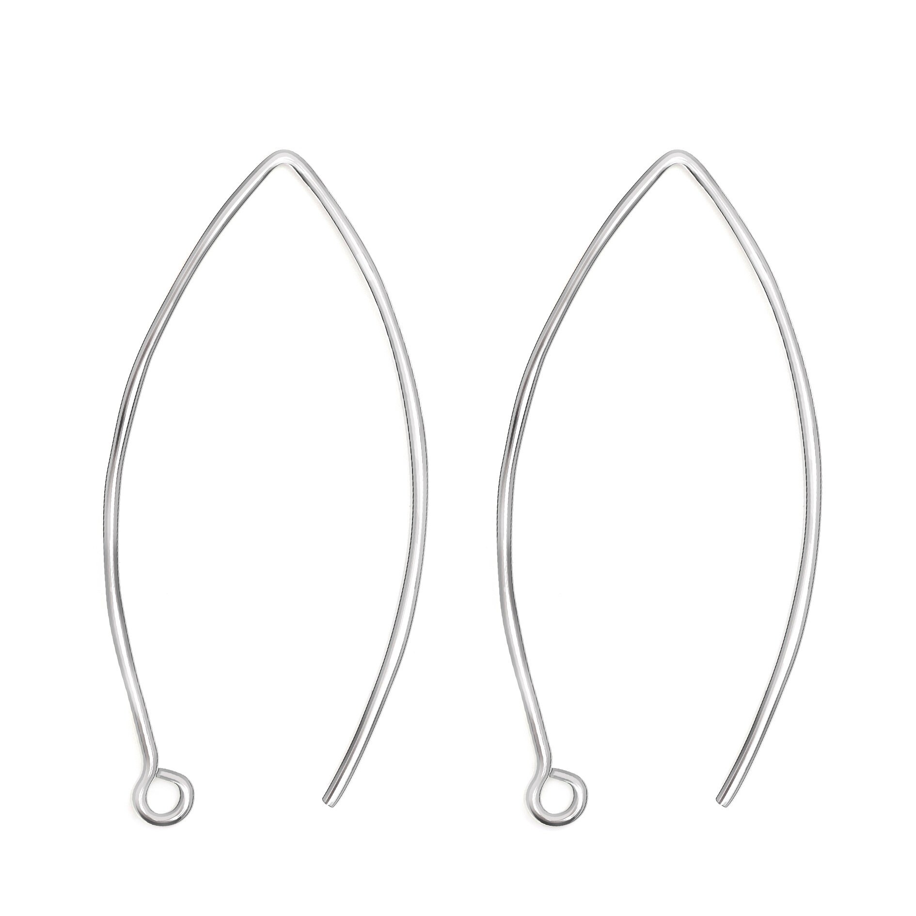 Elegant Long Hook Earring Findings Nickel-free 925 Sterling Silver