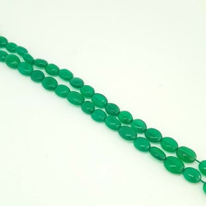 Green Onyx 7x9mm Oval Gemstone Beads, hand polished