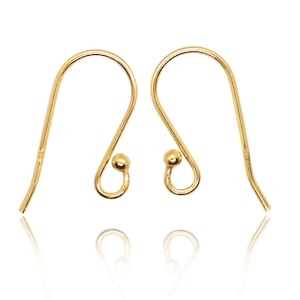 Gold Filled Earring Ball Hooks French Wire Jewellery Making Findings, 20mm, Nickel Free