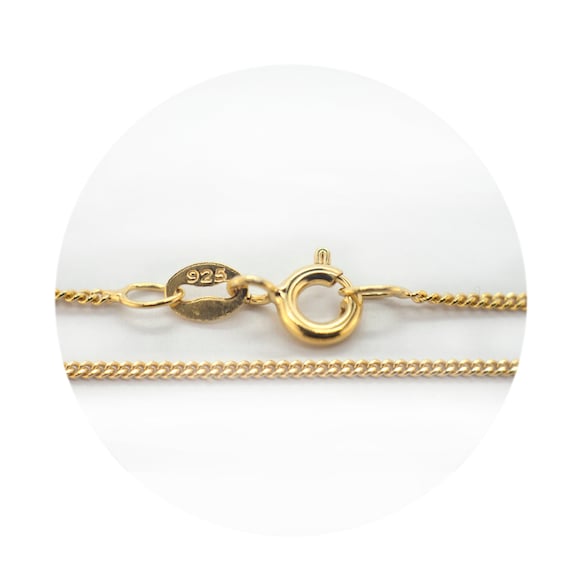Fine Diamond Cut Curb Chain in Gold Vermeil- 14