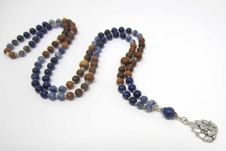 Elephant God Necklace Sandalwood Necklace Long Elephant Necklace Lapis Lazuli Necklace Ganesha Mala Necklace Long Spiritual Necklace