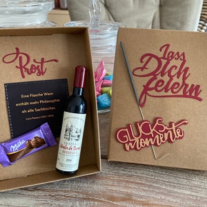 Geburtstagsgeschenk / Wein /Gutschein Box /Prost Geschenkverpackung
