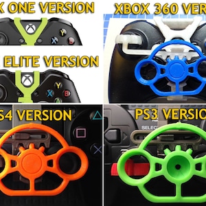 Op de afbeelding: Afbeelding met accessoires voor gamecontrollers. De afbeelding toont accessoires voor Xbox One, Xbox 360, Xbox Elite, PS4 en PS3 controllers. Elk accessoire heeft een andere kleur, waaronder groen, blauw en oranje.