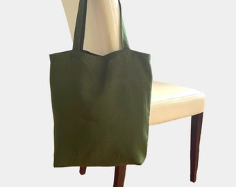 Forest Green Linen Tote Bag. Linen Shopping Bag. Canvas Tote Bag. Shoulder Bag. Cute Summer Tote Bag. Solid Unisex Grocery Bag for Women Men