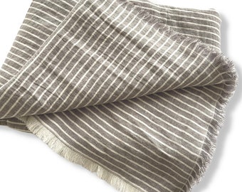 Soft Linen Throw Blanket. Striped Throw. Linen Beach Blanket. Linen Beach Towel. Striped Picnic Blanket. Stonewashed, Heavy Weight Linen