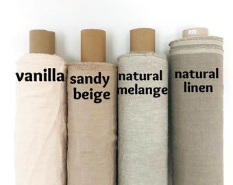 Tissu en lin naturel non teint par yard ou mètre. Tissu en lin pour projets de bricolage, vêtements en lin, rideaux, textile de cuisine. Lin doux