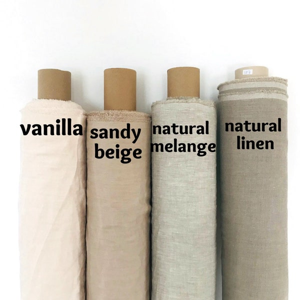 Natural undyed linen fabric by the yard or meter. Linen fabric for sewing DIY projects, linen clothes, curtains, kitchen textile. Soft linen