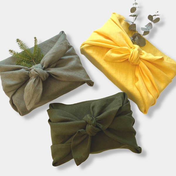 Christmas Furoshiki Wrapping Cloth. Fabric Gift Wrap. Reusable Gift Wrapping Cloth. Green, Red, White, Blue, Black, Yellow, Pink, Brown.