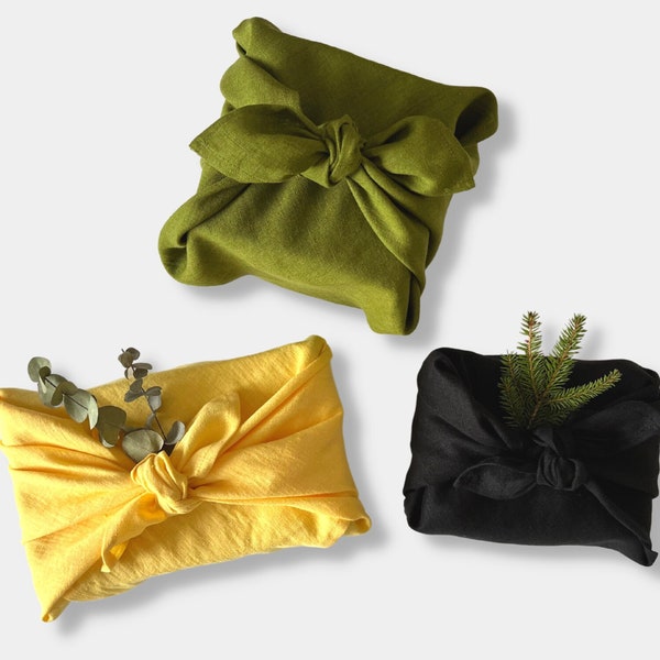 Furoshiki Gift Wrap. Wrapping Cloth for Christmas, Birthday Gifts. Black, yellow, Green. Various colours. Sustainable Reusable Gift Wrap.