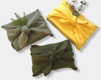 Christmas Furoshiki Wrapping Cloth. Fabric Gift Wrap. Reusable Gift Wrapping Cloth. Green, Red, White, Blue, Black, Yellow, Pink, Brown.