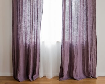 Custom Curtains in Sheer Ivory with Pink Lilac Grape Grey Patchwork Pattern One Panel Custom sizes available