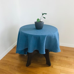 Steel blue tablecloth. Round linen tablecloth. Square tablecloth. Rectangle tablecloth. Natural circle tablecloth. Coffee tablecloth.