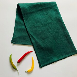 Green linen tea towels for your zero waste kitchen. Green linen kitchen towels. Hanging kitchen towels. Eco stonewashed linen dish towels.