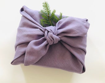 Lavendel Leinen furoshiki für Frauen Geschenke. Furoshiki Tuch. Geschenkverpackungstuch. Nachhaltige Stoff Geschenkverpackungsideen. Klein, mittel, groß