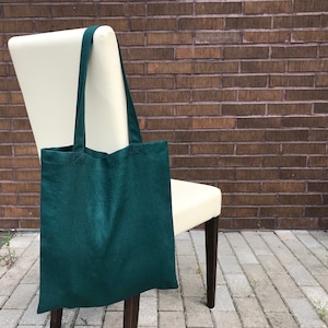 Dunkelgrüne Leinentasche. Einfarbige grüne Canvas Tragetasche für Damen und Herren. Zero Waste Einkaufstasche. Umweltfreundliche wiederverwendbare Einkaufstasche.