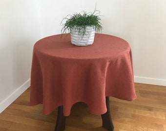 Hazelnut brown linen tablecloth. Round tablecloth. Natural circle tablecloth. Square, rectangular shape. Small coffee tablecloth.