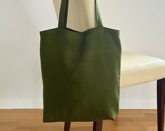 Forest Green Linen Shopping Bag Men. Linen Tote Bag Women. Canvas Tote Bag. Shoulder Bag. Cute Summer Tote Bag. Solid Unisex Grocery Bag.