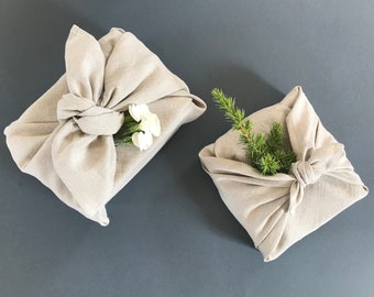 Natural linen furoshiki. Reusable gift wrapping cloth. Eco-friendly furoshiki cloth in small, medium or large. Alternative fabric gift wrap.