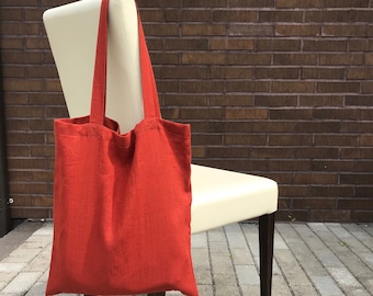 Terracotta Canvas Tote Bag. Oranje linnen tote bag. Minimalistische solid shopping bag. Herbruikbare boodschappentas. Coole Unisex Stoffen Markttas.