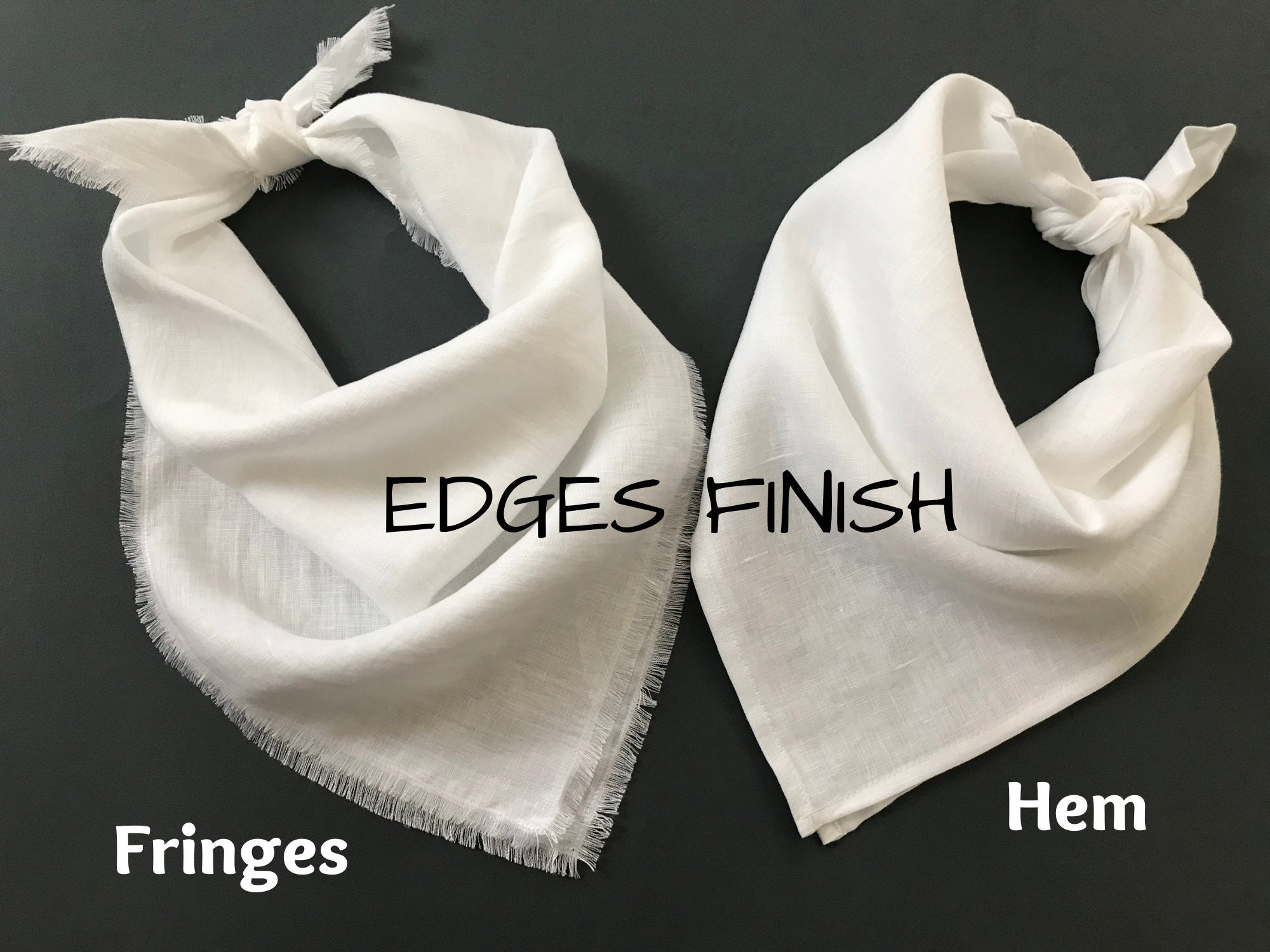 激安ブランド White Linen Lightweight Unisex Hem. or Fringes With Bandana Clothing