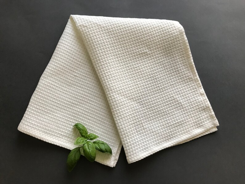 Cream White Linen Kitchen Towels Handmade. Thick Waffle Linen Etsy