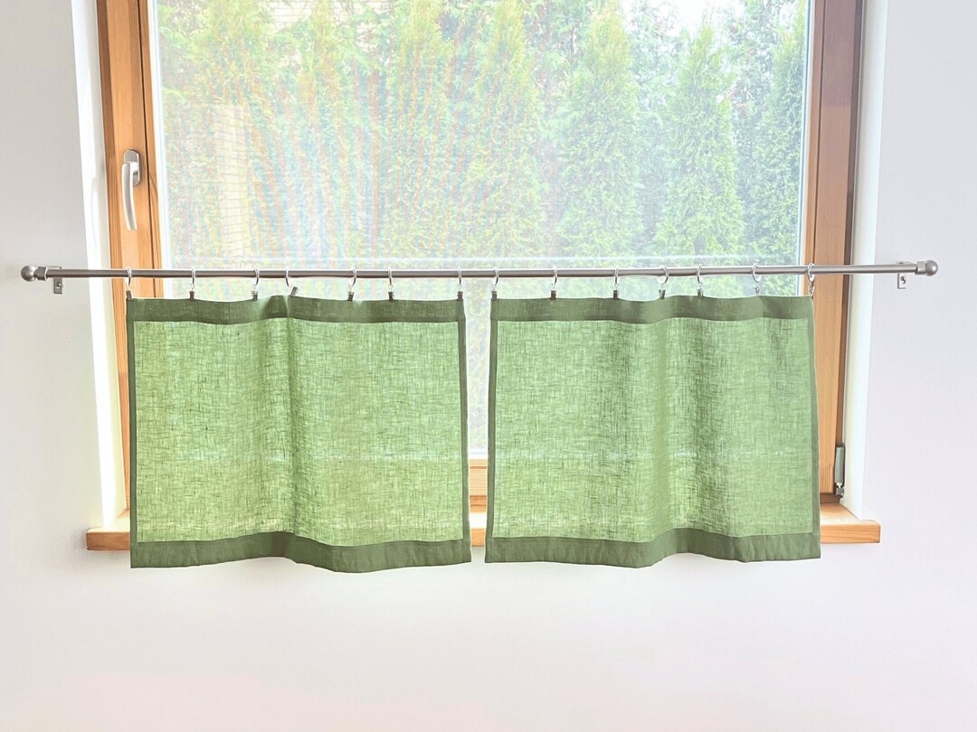 Kitchen Cafe Curtains Light Green. Kitchen Valance. Small Window ...