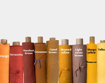 Linen fabric by the yard or meter. Yellow linen fabric for Clothing, Curtains. Medium Weight, Pre-washed, Soft. Linen fabric cut-to-length.