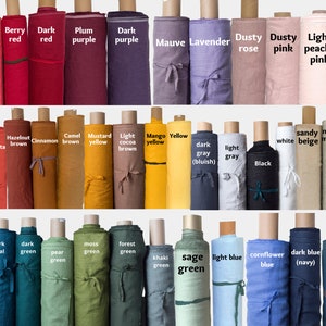 Solid Linen Fabric by the Yard or Meter. Linen Fabric by the Metre. Medium Weight, 55 inch Wide, Pre-washed, Soft for Clothes, Curtains.