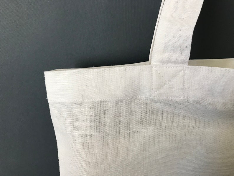 Solid White Linen Tote Bag Summer Holiday Canvas Tote Bag Etsy