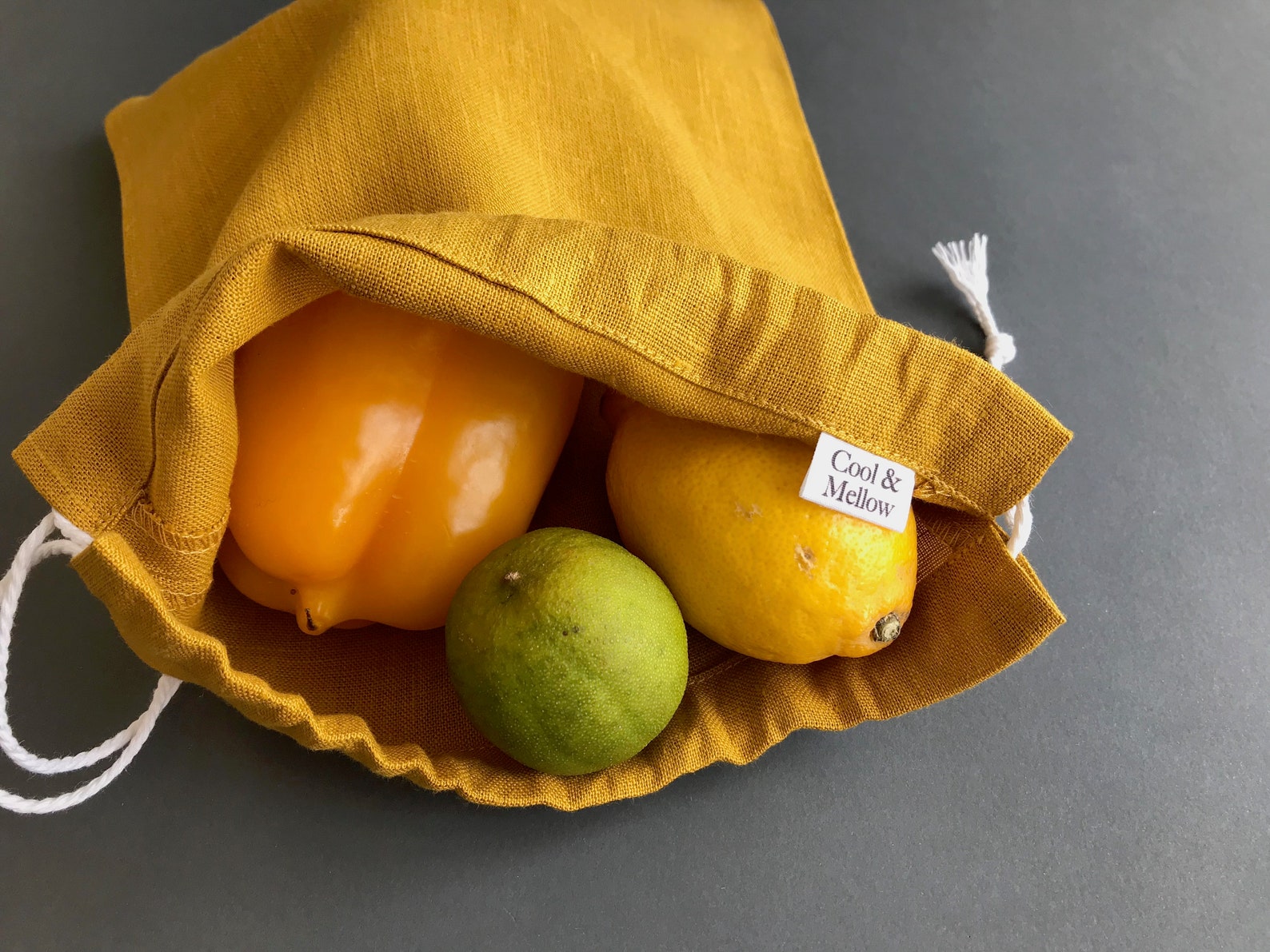 Reusable Produce Bags Set of 5. 100 Linen Drawstring Bag. Etsy