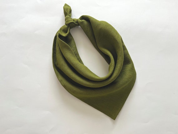 small moss green linen scarf