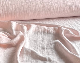 Tela de lino rosa melocotón claro cortada a medida. Tela de vestido de lino melocotón pastel pálido. Tela de lino suave por metro. Peso medio, preencogido.