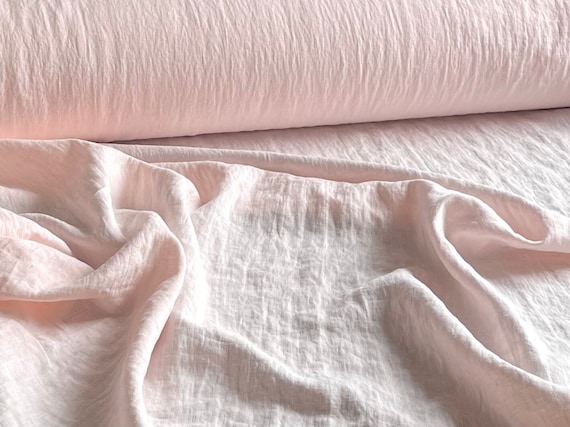 Light Peachy Pink Linen Fabric by the Yard. Pale Pastel Peach Linen Dress Fabric. Soft Linen Fabric by the Metre. Medium Weight, Pre-shrunk