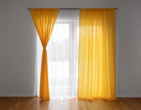 LINENS N' THINGS Window Curtain Sheer Solid Plain Design With Multiple Size  and Color Variations