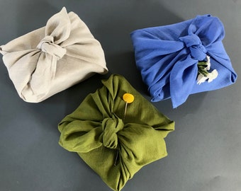 Reusable gift wrap. Linen furoshiki wrapping cloth. Eco-friendly furoshiki cloth in small, medium or large. Sustainable gifts wrapping ideas
