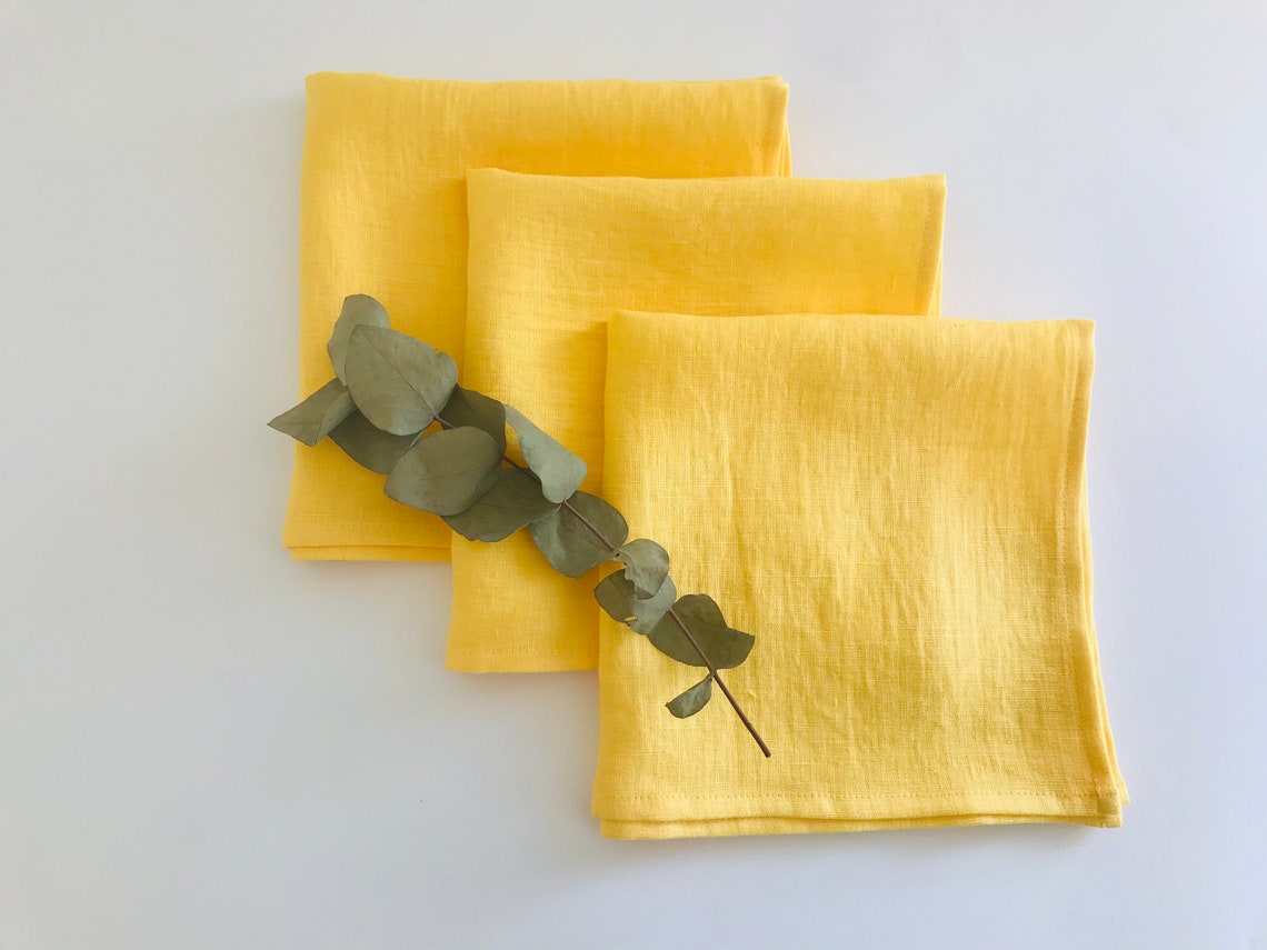 Yellow linen napkins set of 2 4 6 8 10 12. Yellow cloth Etsy
