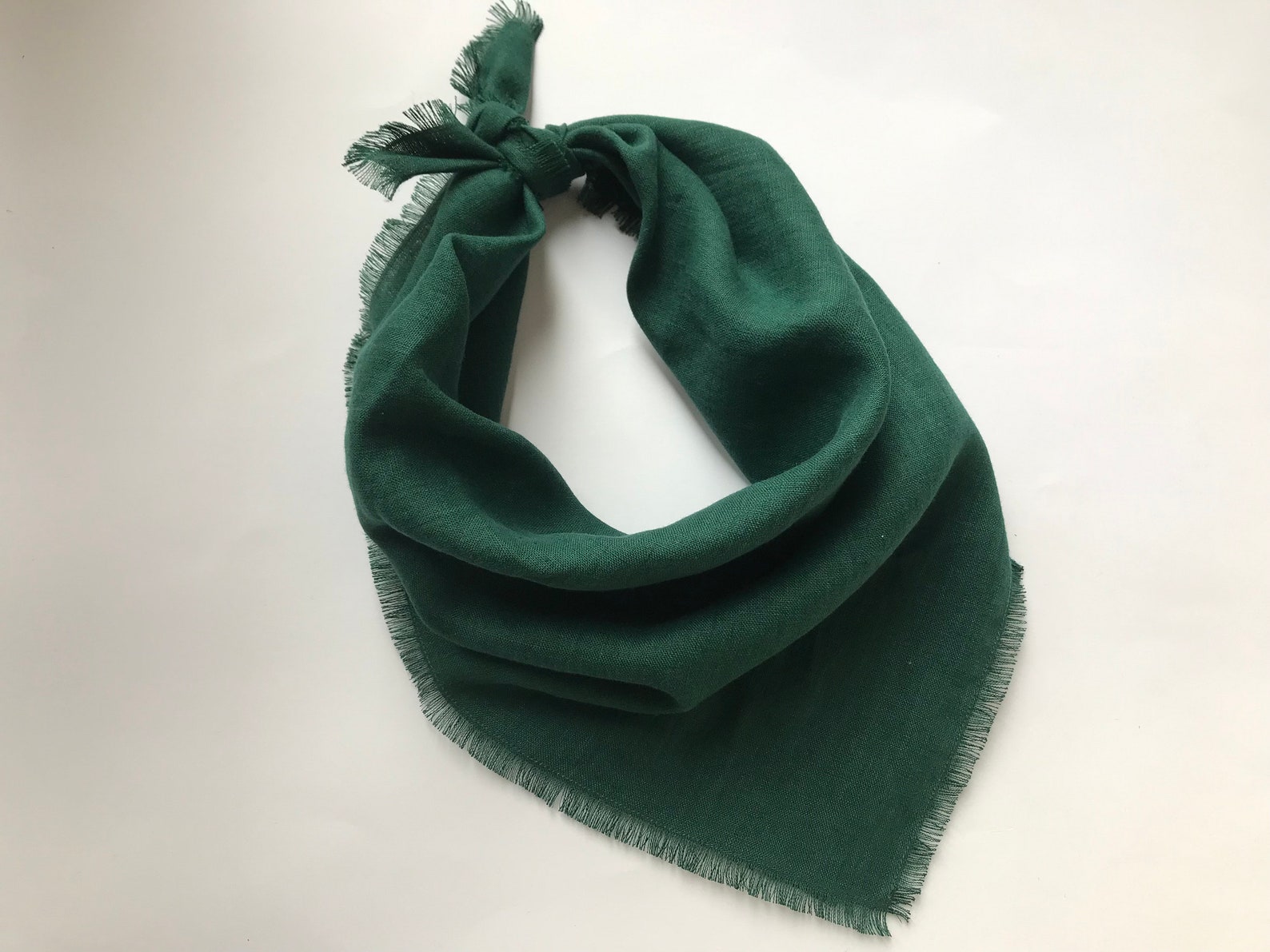Dark Green Bandana. Linen Bandana. Unisex Green Scarf for Men Etsy