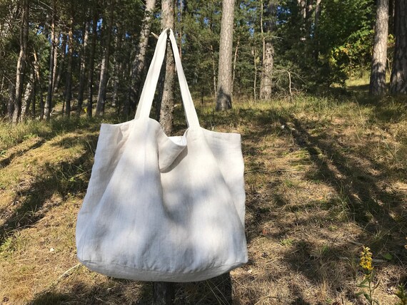 large linen tote bag