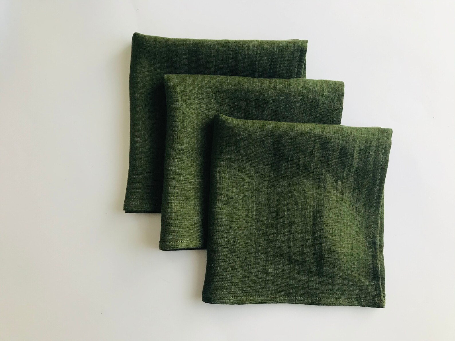 Dark green linen napkins set of 2 4 6 8 10 12. Green cloth Etsy