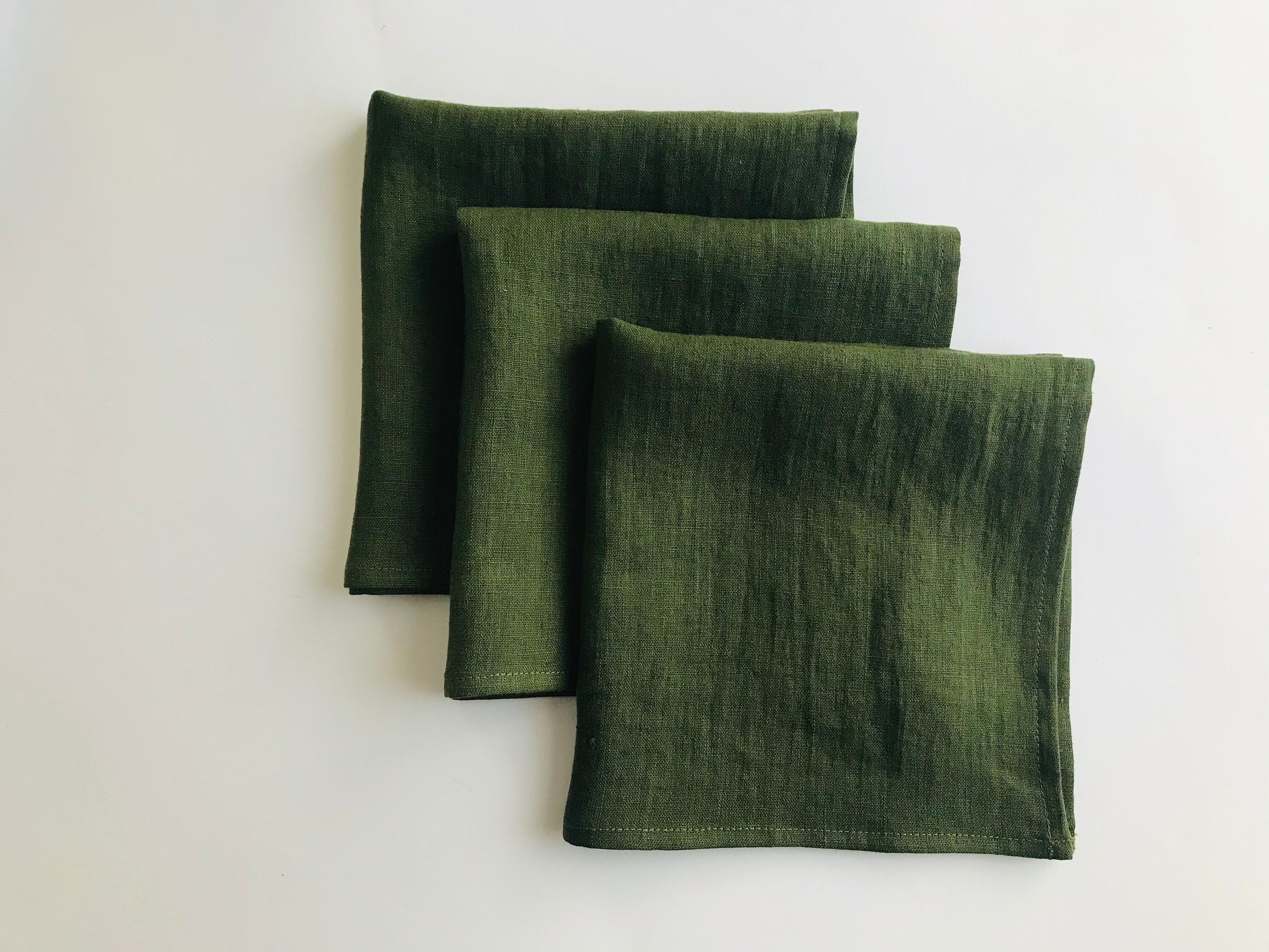 Dark green linen napkins set of 2 4 6 8 10 12. Green cloth Etsy