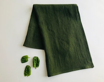 Rustic Kitchen Towel Set of 5 - Olive and Linen