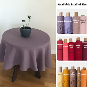 Dusty Purple Mauve Round Tablecloth. Linen Tablecloth. Solid Custom Tablecloth, Square, Rectangle. Dark Purple, Pink, Red, Plum, Lavender.