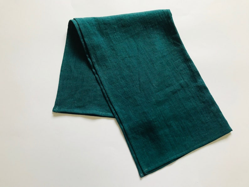 Dark teal kitchen towels. Deep sea green linen dish towels. Etsy