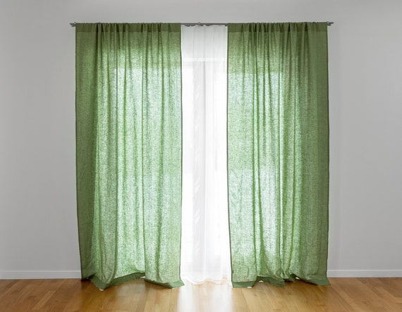 Tende Oscuranti Nordic Green Luccichio, 260x140 Cm (coppia), Tessuto Strutturato Con Dettagli Oro, Per Camera Da Letto E Soggiorno - 3