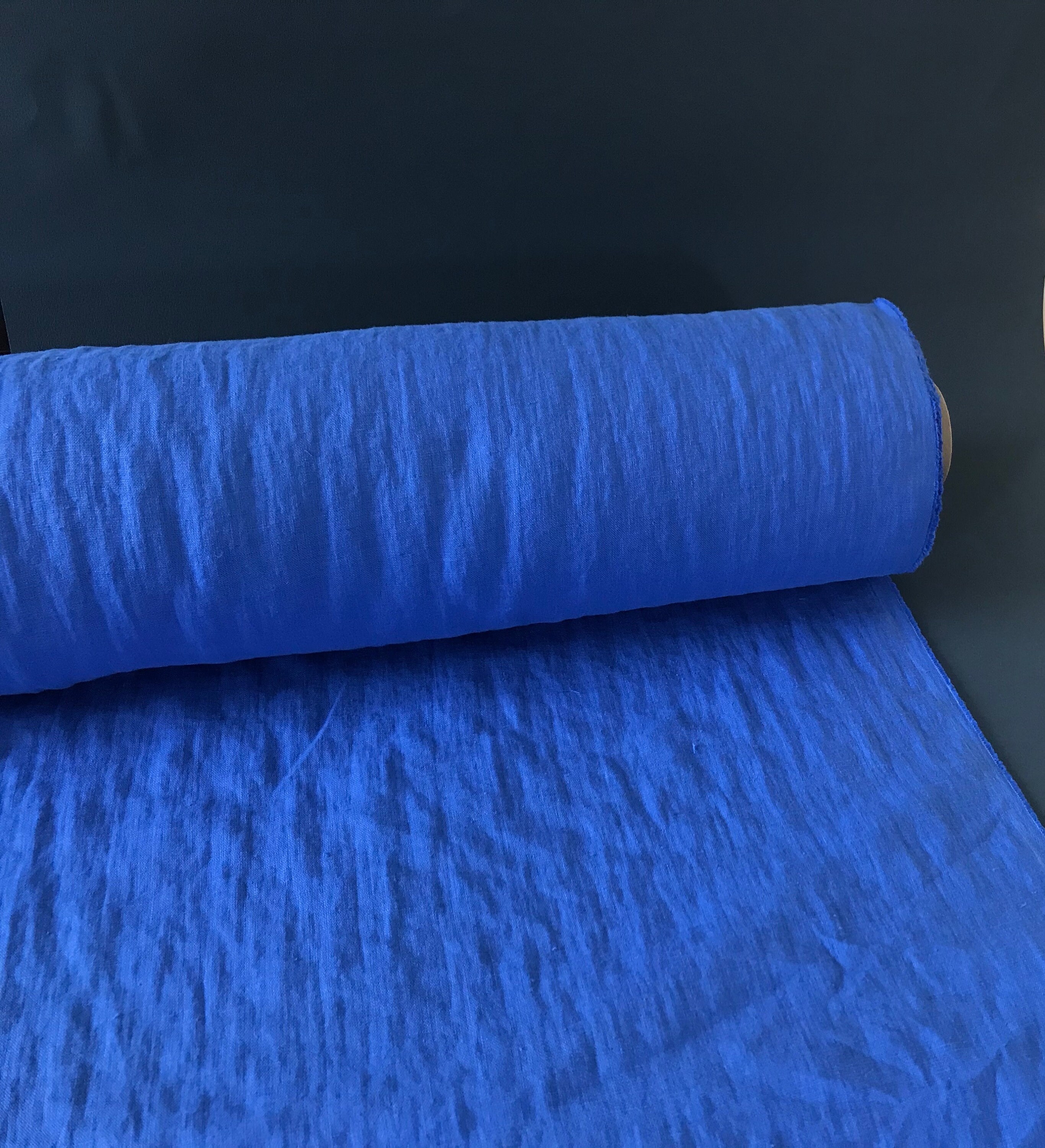 Cornflower blue linen fabric by the metre. Softened linen Etsy