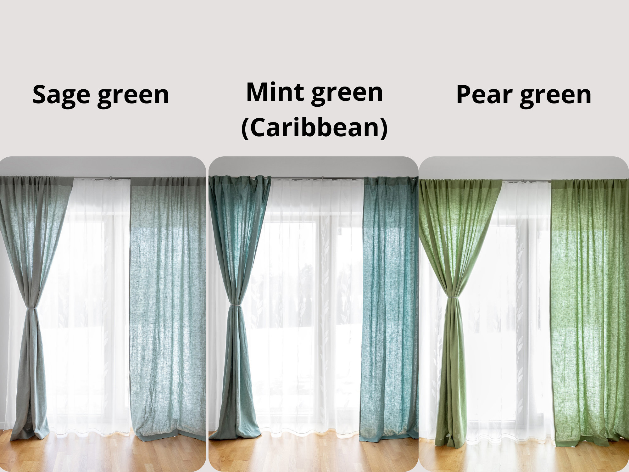Pale Sage Green Curtains. Linen Curtains for Living Room - Etsy