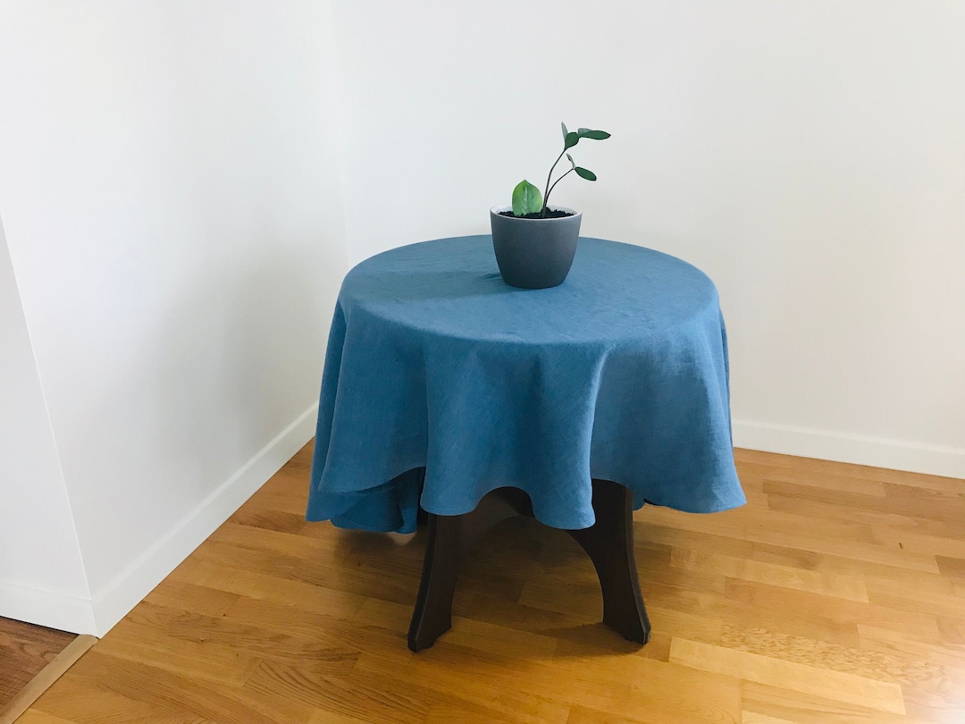Steel Blue Tablecloth. Round Linen Tablecloth. Square Etsy UK