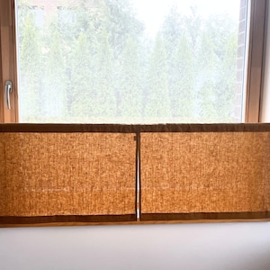 Custom Size Camel Brown Cafe Curtains. Linen Cafe Curtains. Short, Small Curtains for Kitchen, Basement, RV Camper. Solid Window Curtains